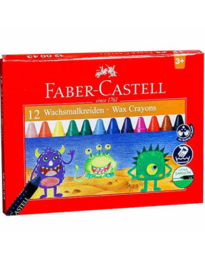 FABER CASTELL WAX CRAYONS – REGULAR – 12 PCS